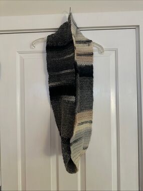 Nordstrom Striped Knit Scarf - Black, Gray & Cream